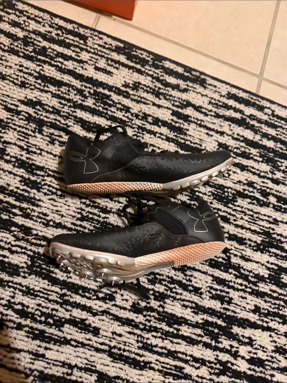 Under Armour Men’s Black Athletic Track Shoes with White Logos